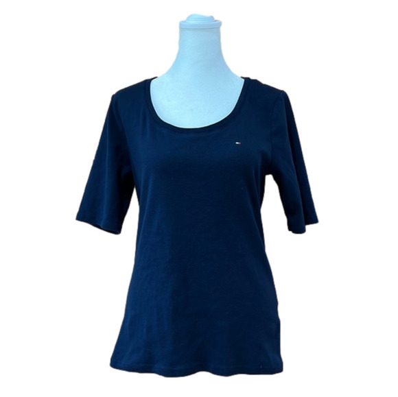 TOMMY Hilfiger Navy Blue Short Sleeve Crewneck T-Shirt Size Large - Picture 1 of 4